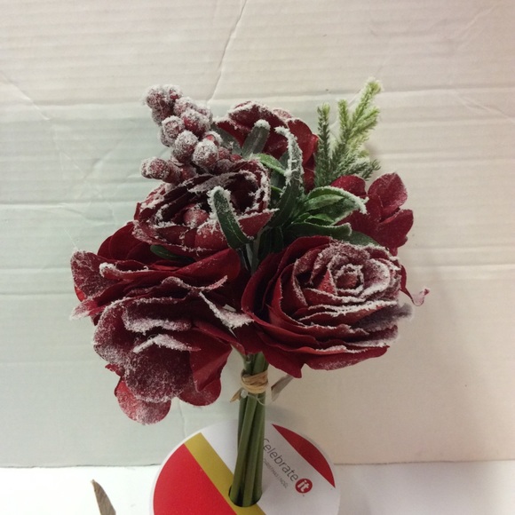 Ashland Christmas #3 Red Frosted Roses Bouquet - Picture 14 of 16